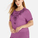 Women's Elegant Round Neck Floral Embroidery Short Sleeve T-Shirt 6# Clothing Wholesale Market -LIUHUA