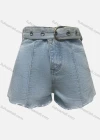 Wholesale Women's Fashion Plain Topstitch Sewing Frayed Raw Hem Pocket Denim Shorts With Belt 3294# - Liuhuamall