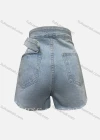 Wholesale Women's Fashion Plain Topstitch Sewing Frayed Raw Hem Pocket Denim Shorts With Belt 3294# - Liuhuamall