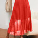 Women's Elegant Plain Elastic Waist Flocked Mesh Swiss Dot Pleated Midi Skirt AI005-1# 13# Clothing Wholesale Market -LIUHUA