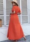 Wholesale Women's Boho V Neck Short Sleeve Floral Print Side Slit Midi Dress AY108# - Liuhuamall