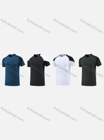 Wholesale Men's Casual & Sporty Quick Dry Splicing Colorblock Round Neck Short Sleeve Athletic Tee 2809#, LIUHUA CLOTHING WHOLESALE