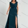 Wholesale Woman's Sexy Glamorous Satin Sleeveless V Neck Rushed Side Slit Sequin Plain Cocktail Dress  preview