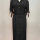 Women's Casual Lapel Lace Up Button Down Belted Plain Maxi Dress 10# Clothing Wholesale Market -LIUHUA