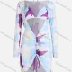 Wholesale Women's Sexy Ink Splash Abstract Print Cover Up Dress & Bikini Swimsuit 3-piece Set Multi-color Clothing Wholesale Market Liuhua