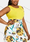 Wholesale Women's Sleeveless High Waist Splicing Floral Print Maxi Tank Dress 28141# - Liuhuamall