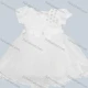 Wholesale Girls Lovely Short Sleeve 3D Floral Rhinestone Appliques Ruched Tiered Ruffle Trim Dress White Clothing Wholesale Market Liuhua