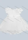 Wholesale Girls Lovely Short Sleeve 3D Floral Rhinestone Appliques Ruched Tiered Ruffle Trim Dress - Liuhuamall