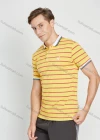 Wholesale Men's Casual Striped Print Contrast Collar Short Sleeve Polo Shirt - Liuhuamall