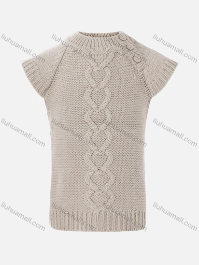 Wholesale Girls Cap Sleeve Mock Neck Cable Knit Pullover Sweater