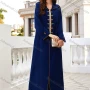 Wholesale Women's Muslim Islamic Hooded Plain Rhinestone Button Decor Split Front Robe Abaya Dress BA305# preview