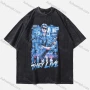 Wholesale Men's Fashion Hip Hop Oversized Crew Neck Short Sleeve Wash Distressed Graphic T-shirt 788# preview