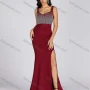 Wholesale Women's Glamorous V Neck Split Thigh Rhinestone Maxi Evening Dress 230702# preview