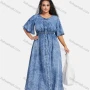 Wholesale Women's Plus Size Bell Sleeve Button Down Washed Denim Maxi Dress preview