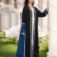 Wholesale Women's Vintage Bell Sleeve Rhinestone Robe Colorblock Cardigan Black Clothing Wholesale Market Liuhua