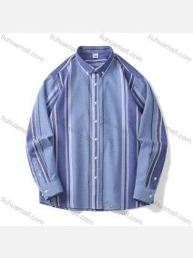 Wholesale Men's Striped Long Sleeve Loose Fit Button Down Shirt, LIUHUA CLOTHING WHOLESALE