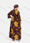 Wholesale Women's African 3/4 Sleeve Plus Size Tie Dye Floral Print Maxi Kaftan Dress With Turban ZXV-630D2# - Liuhuamall