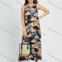Wholesale Women's Fashion Sleeveless Keyhole Neck Leopard Splicing Print Midi Dress preview