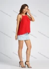 Wholesale Women's Chiffon Plain Ruched Cami Top - Liuhuamall
