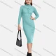 Wholesale Women's Turtleneck High Neck Lace Up Pearl Decor Bodycon Knit Dress 2192# C642# Clothing Wholesale Market Liuhua
