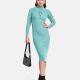 Women's Turtleneck High Neck Lace Up Pearl Decor Bodycon Knit Dress 2192# C642# Clothing Wholesale Market -LIUHUA