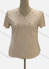 Wholesale Women's Casual V Neck Short Sleeve Beaded Blouse - Liuhuamall