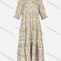 Wholesale Women's Casual Allover Print Half Sleeve Round Neck Ruffle Hem Maxi Dress preview