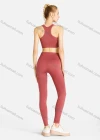 Wholesale Women's Sporty Plain Racerback Tank Top & High Waist Legging Set - Liuhuamall