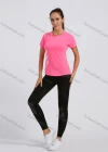Wholesale Women's Sporty Crew Neck Short Sleeve Reflective Stripes Quick-dry Breathable Athletic T-shirt - Liuhuamall