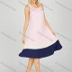 Wholesale Women's Soft Milk Silk Colorblock Crew Neck Rhinestone Lounge Tank Midi Night Dress 1178# Pink Clothing Wholesale Market Liuhua
