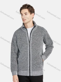 Wholesale Men's Casual Plain Stand Collar Zipper Long Sleeve Pockets Sweater, LIUHUA CLOTHING WHOLESALE