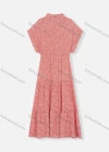 Wholesale Women's Stand Collar Batwing Sleeve Allover Print Buttons Down Drawstring Ruffle Hem Maxi Dress 8471# - Liuhuamall