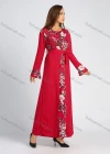 Wholesale Women's Long Sleeve Round Neck Floral Print Splicing Rhinestone Maxi Dress With Belt - Liuhuamall