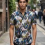 Wholesale 2026 Men's Slim Fit Short Sleeve Geometric Print Shirt - Fashion Casual Streetwear Top, Wholesale In Stock for Men preview