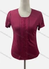 Wholesale Women's Casual Crew Neck Short Sleeve Appliques Blouse - Liuhuamall