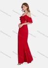 Wholesale Women's Elegant High Waist Cold Shoulder Ruffle Sleeve Evening Dress 3024# - Liuhuamall