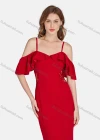 Wholesale Women's Elegant High Waist Cold Shoulder Ruffle Sleeve Evening Dress 3024# - Liuhuamall