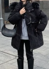 Wholesale Women's Casual Fuzzy Hood Zipper Front Pockets Thermal Parka Coat 906# - Liuhuamall