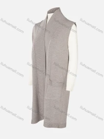 Wholesale Women's Plain Rib-Knit Sleeveless Open Front Dual Pocket Cardigan, LIUHUA CLOTHING WHOLESALE