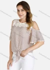 Wholesale Women's Summer Cold Shoulder Polka Dot Print Knot Front Top - Liuhuamall