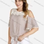 Wholesale Women's Summer Cold Shoulder Polka Dot Print Knot Front Top preview