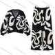 Wholesale Women's Casual Abstract Wavy Print Knit 2 Piece Set #A756+#A755 Black Clothing Wholesale Market Liuhua