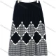 Wholesale Women's Casual Houndstooth Geometric Pattern Knit Midi Skirt #A439 Black Clothing Wholesale Market Liuhua