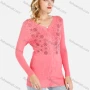 Wholesale Women's Open Front V-Neck Rhinestone Appliques Slim Fit Knit Cardigan preview