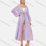 Wholesale Women's Casual Long Sleeve Embroidery Hollow Out Tie Front Long Robe Cardigan B113# preview