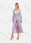 Wholesale Women's Casual Long Sleeve Embroidery Hollow Out Tie Front Long Robe Cardigan B113# - Liuhuamall