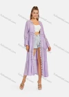 Wholesale Women's Casual Long Sleeve Embroidery Hollow Out Tie Front Long Robe Cardigan B113# - Liuhuamall