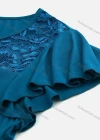Wholesale Woman's Casual Round Neck Batwing Sleeve Guipure Lace Ruffle Hem Top - Liuhuamall