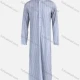 Wholesale Men's Modest Stand Collar Patch Pocket Button Front Pakistani Striped Print Middle East Ramadan Muslim Arabic Robe Light Blue Clothing Wholesale Market Liuhua