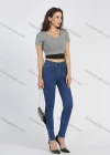 Wholesale Women's Casual 5 Pocket High Waist Zip Fly Ankle Length Skinny Jean 312# - Liuhuamall
